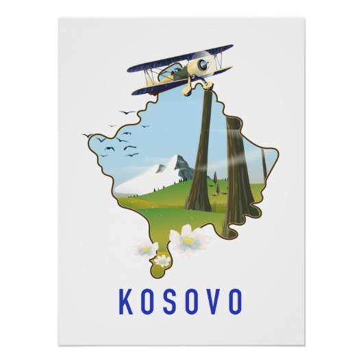 Kosovo kaart perfect poster (Voorkant)
