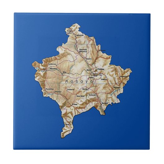 Kosovo kaart tegel tegeltje (Voorkant)
