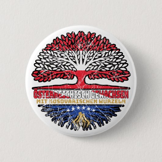 Kosovo Kosovarisch Österreichisch Österreich Baum Ronde Button 5,7 Cm (Voorkant)