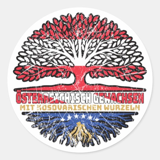 Kosovo Kosovarisch Österreichisch Österreich Baum Ronde Sticker (Voorkant)