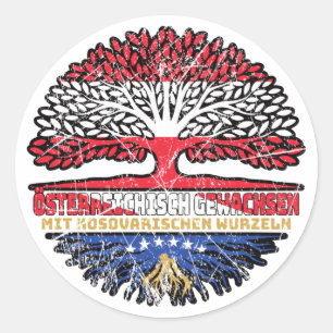 Kosovo Kosovarisch Österreichisch Österreich Baum Ronde Sticker