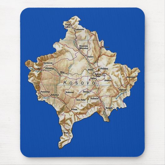 Kosovo Map Mousepad Muismat (Voorkant)