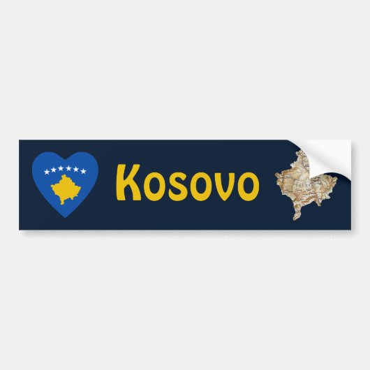 Kosovo Markthart + Kaart Bumpersticker (Voorkant)