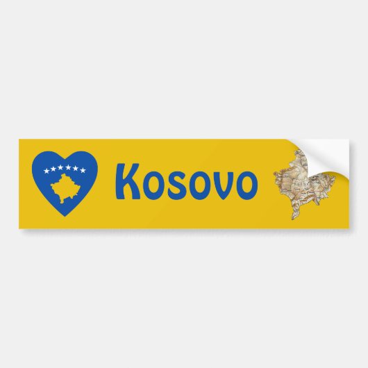 Kosovo Markthart + Kaart Bumpersticker (Voorkant)