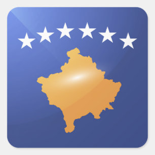 Kosovo plein glossy vlag vierkante sticker