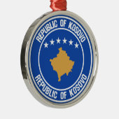 Kosovo Round Emblem Metalen Ornament (Rechts)