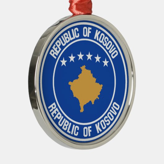 Kosovo Round Emblem Metalen Ornament (Rechts)