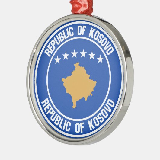 Kosovo Round Emblem Metalen Ornament (Links)