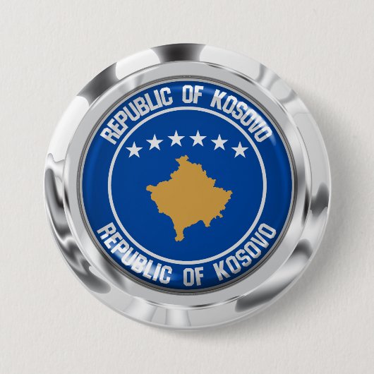Kosovo Round Emblem Ronde Button 7,6 Cm (Voorkant)