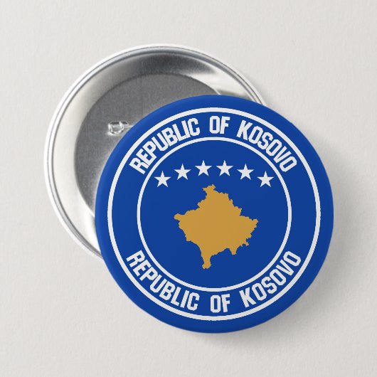 Kosovo Round Emblem Ronde Button 7,6 Cm (Voorkant /achterkant)
