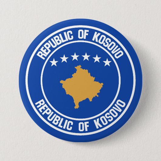 Kosovo Round Emblem Ronde Button 7,6 Cm (Voorkant)