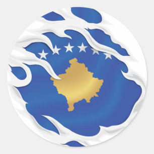 Kosovo scheurde vlag ronde sticker