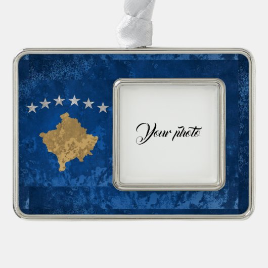 Kosovo Verzilverd Omlijst Ornament (Voorkant)