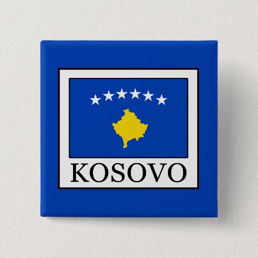 Kosovo Vierkante Button 5,1 Cm (Voorkant)