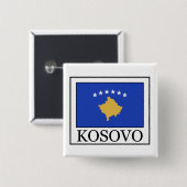 Kosovo Vierkante Button 5,1 Cm (Voorkant /achterkant)