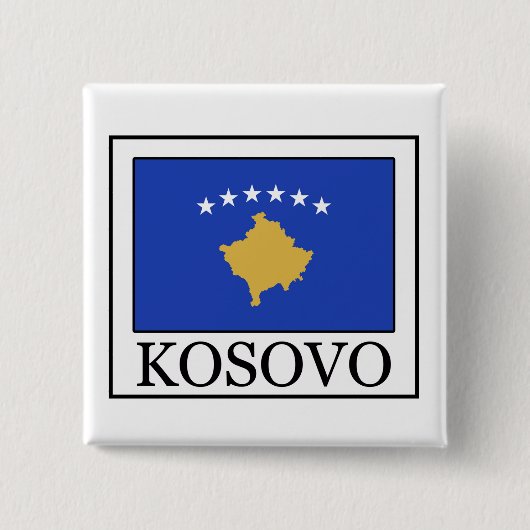 Kosovo Vierkante Button 5,1 Cm (Voorkant)
