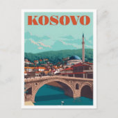 Kosovo Vintage Kunst Reizen Briefkaart (Voorkant)