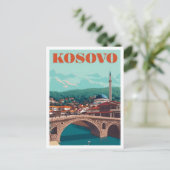 Kosovo Vintage Kunst Reizen Briefkaart (Staand voorkant)