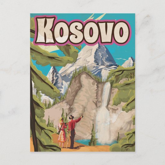 Kosovo Vintage Reisposter Briefkaart (Voorkant)