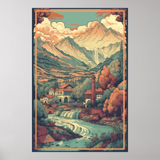 KOSOVO: Vintage reizen Adverteren Poster (Voorkant)