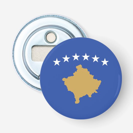 Kosovo-vlag Button Flesopener (Voorkant)