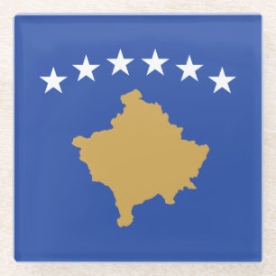 Kosovo-vlag Glazen Onderzetter