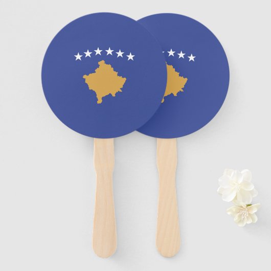 Kosovo vlag handwaaier (Voorkant en achterkant)