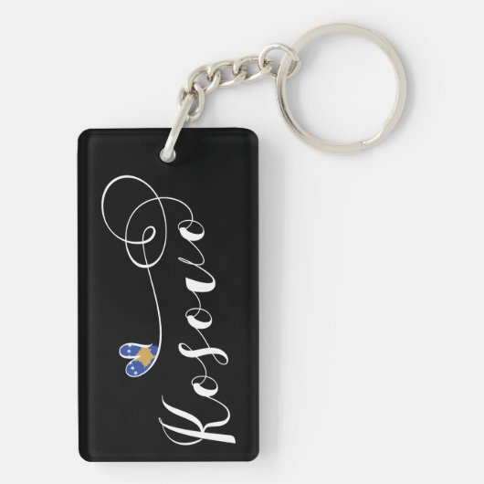 Kosovo Vlag hart, ik hou van Kosovo, Kosovar Sleutelhanger (achterkant)