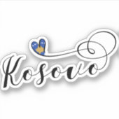 Kosovo Vlag hart, ik hou van Kosovo, Kosovar Sticker (Voorkant)