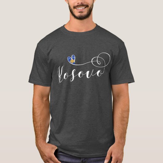 Kosovo Vlag hart, ik hou van Kosovo, Kosovar T-shirt (Voorkant)