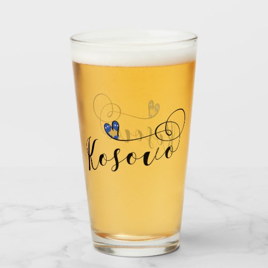 Kosovo Vlag hart, ik hou van Kosovo, Kosovo Glas (Voorkant gevuld)