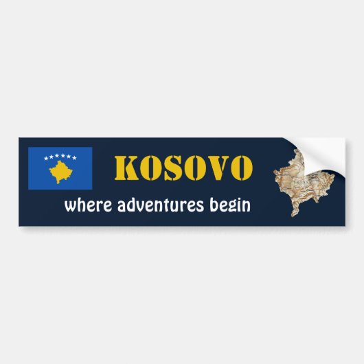 Kosovo vlag + Kaart Bumpersticker (Voorkant)