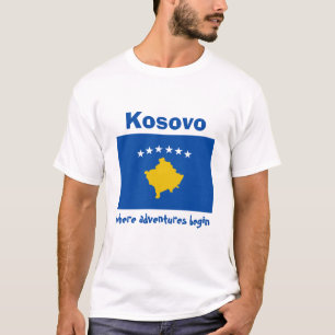 Kosovo Vlag + Kaart + Tekst T-shirt