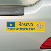 Kosovo Vlag + Landkaart Bumpersticker (Op auto)