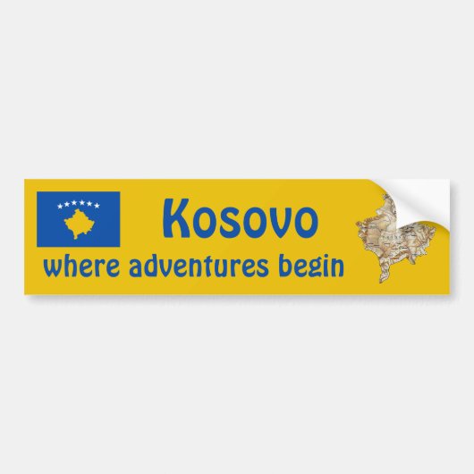 Kosovo Vlag + Landkaart Bumpersticker (Voorkant)