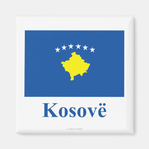 Kosovo vlag met naam in Albanees Magneet