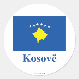 Kosovo vlag met naam in Albanees Ronde Sticker