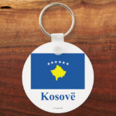 Kosovo vlag met naam in Albanees Sleutelhanger (Voorkant)