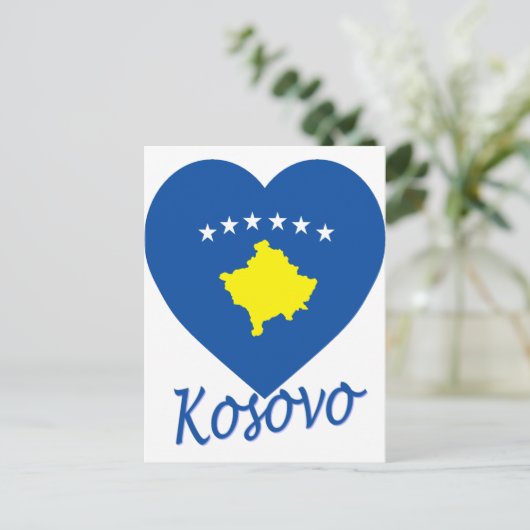 Kosovo-vlaggenhart Briefkaart (Staand voorkant)