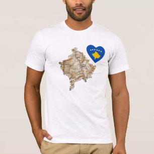 Kosovo-vlaggenhart en -kaart T-shirt