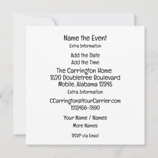 Kostbaar Babyt Thema - Uitnodiging (Achterkant)