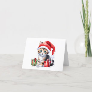 Kostbaar bruin tabby Sinterklaas kitten BLANK Feestdagen Kaart