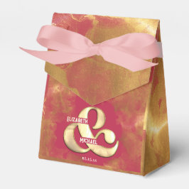 Kostbaar Elegant Goud Roze Magenta Trouwjurk op Ma Bedankdoosjes