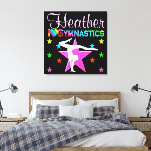 KOSTBAAR GEPERSONALISEERD IK HOU VAN GYMNASTIEK MU CANVAS AFDRUK (Insitu (Slaapkamer))