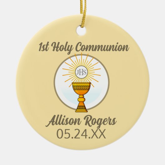 Kostbaar geschenk! Eerste Communie Kerstbal Keramisch Ornament (Voorkant)