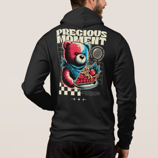 kostbaar moment Beer aardbeientaart Hoodie (Achterkant)