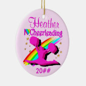 KOSTBAAR ROZE GEPERSONALISEERDE CHEERLEADER ORNAME KERAMISCH ORNAMENT (Rechts)