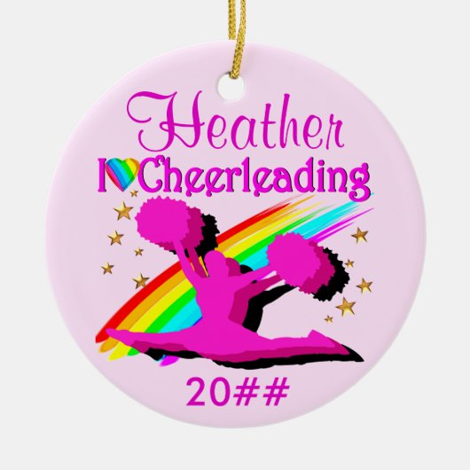 KOSTBAAR ROZE GEPERSONALISEERDE CHEERLEADER ORNAME KERAMISCH ORNAMENT (Voorkant)