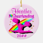 KOSTBAAR ROZE GEPERSONALISEERDE CHEERLEADER ORNAME KERAMISCH ORNAMENT (Achterkant)