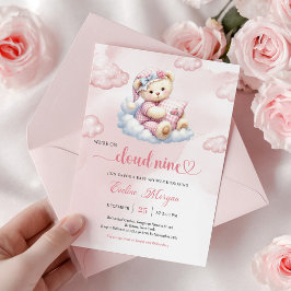 Kostbaar Teddybeer Babyshower Uitnodiging Cloud 9